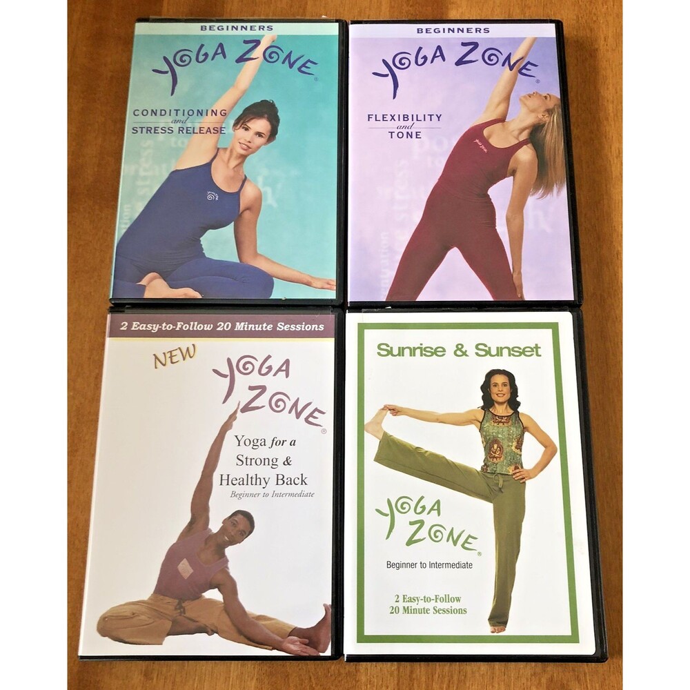 Yoga Zone DVD Lot Of 4 Exercise Workout Stress Flexibility Back Sunrise Sunset